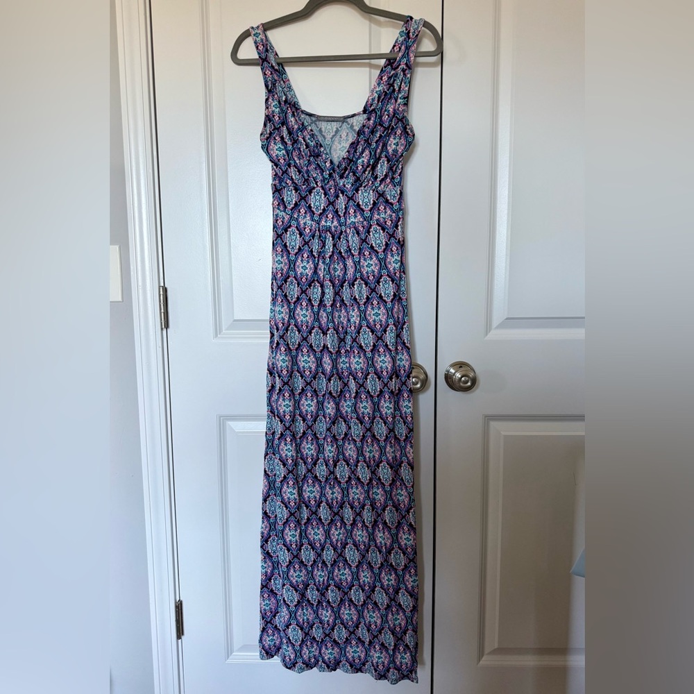 Loveappella Vibrant Blue and Pink Maxi Dress